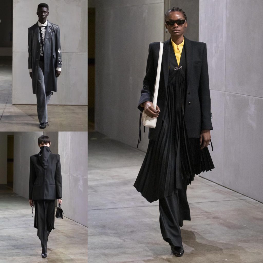 efeito plissado e peças em couro, off white ss21