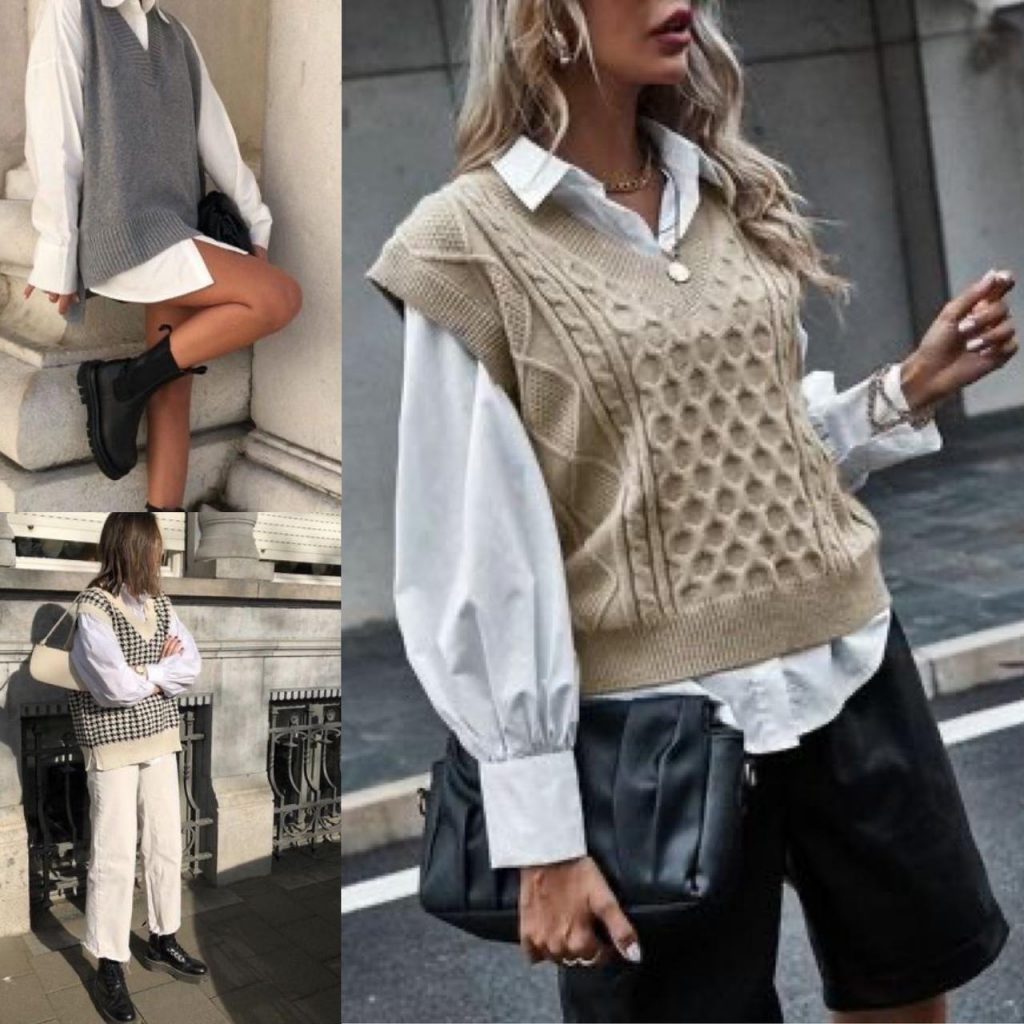 tendência 2021 colete de tricô para mulheres
