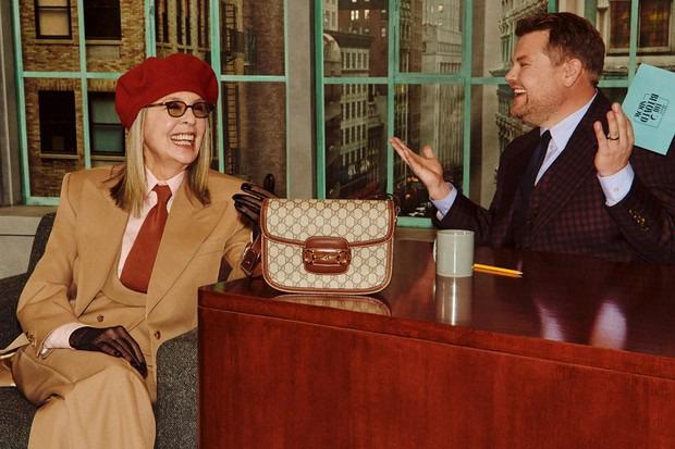 diane keaton, convidada para participar da ultima campanha da gucci