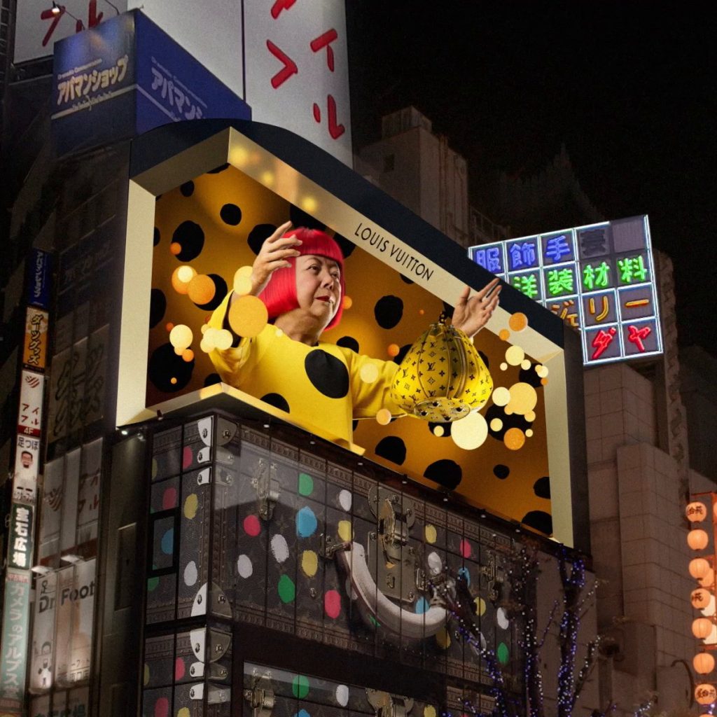 Louis Vuitton exibe outdoor 3D da artista Yayoi Kusama em Tóquio 