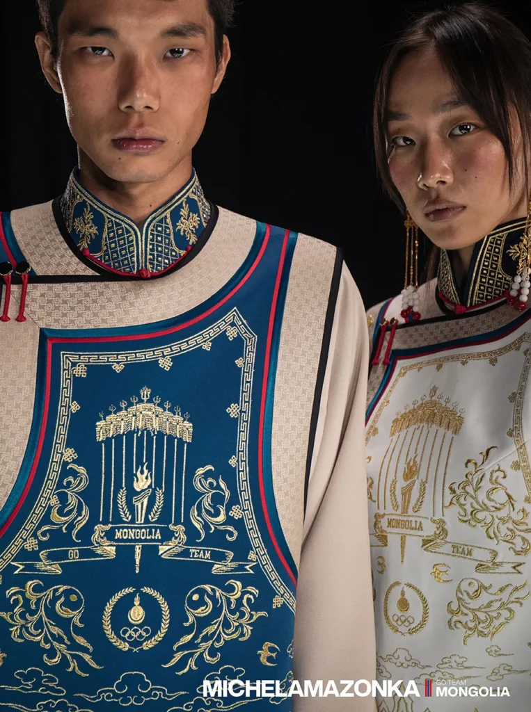 Uniforme da Mongólia para as Olimpíadas 2024.