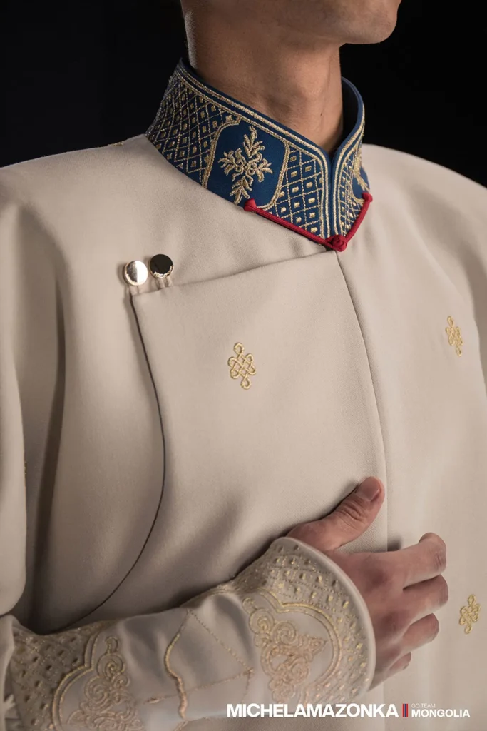 Uniforme da Mongólia para as Olimpíadas 2024.