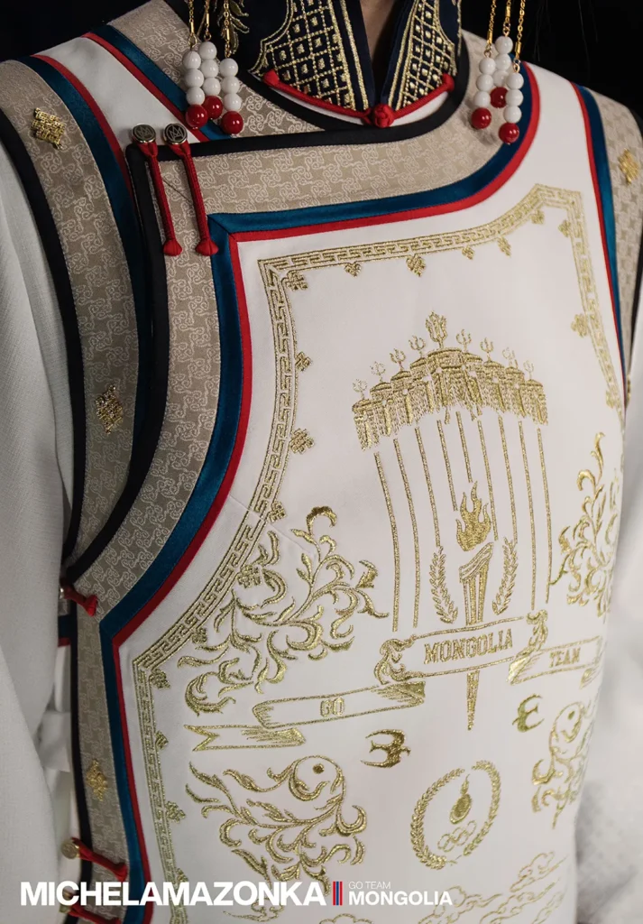 Uniforme da Mongólia para as Olimpíadas 2024.