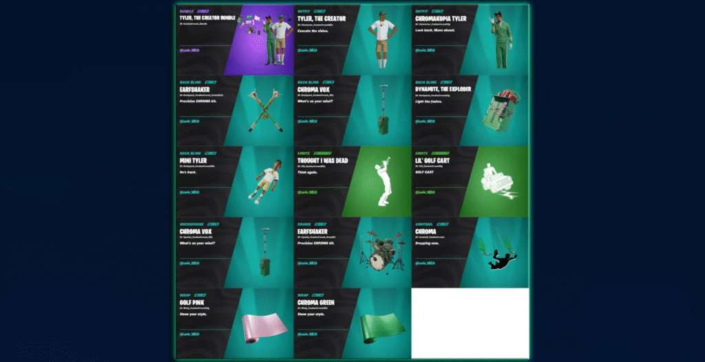 Tyler, The Creator estreia no Fortnite com skins icônicas e um pacote premium