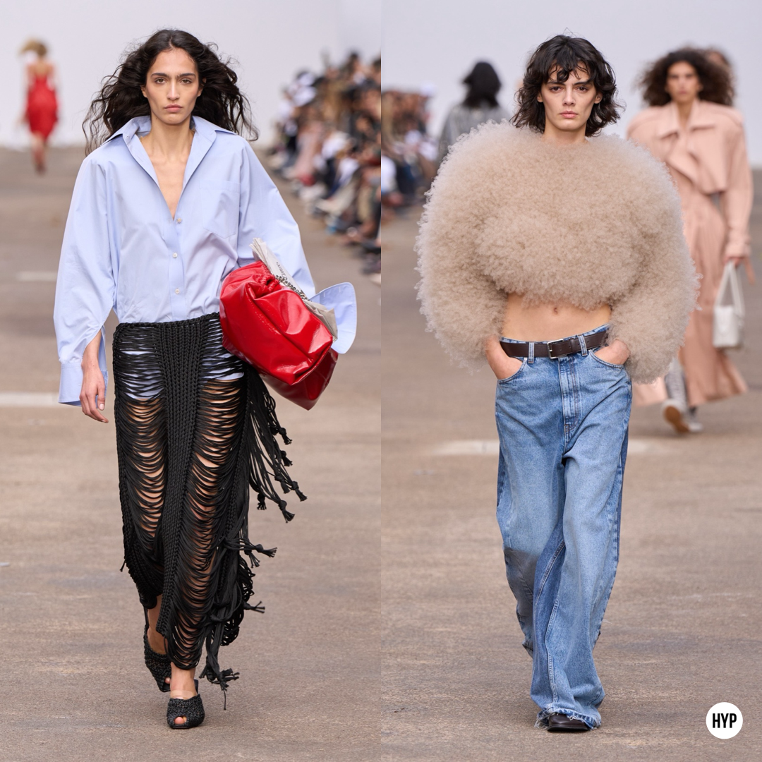 Desfile Stella Mccartney com roupas com textura