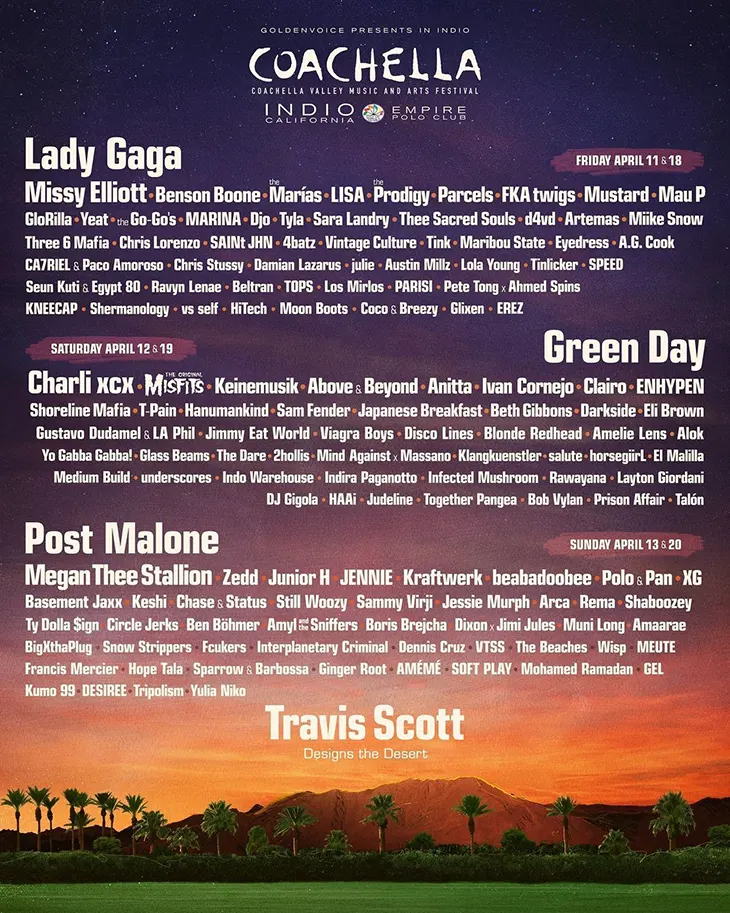 Line up Coachella 2025