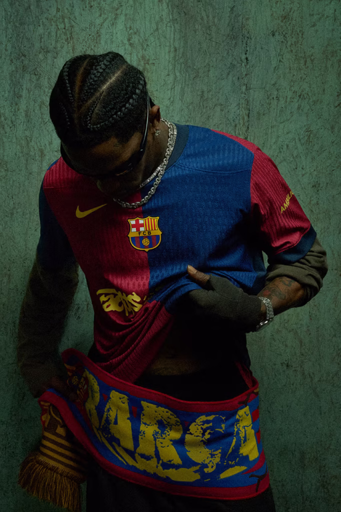 Travis Scott leva o universo Cactus Jack ao uniformes do Barcelona em parceria com Spotify