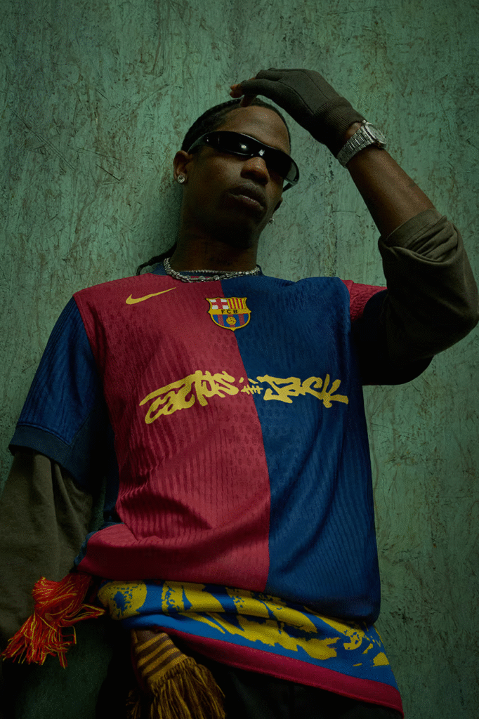 Travis Scott leva o universo Cactus Jack ao uniformes do Barcelona em parceria com Spotify