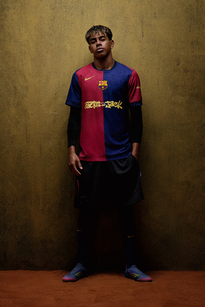 Travis Scott leva o universo Cactus Jack ao uniformes do Barcelona em parceria com Spotify