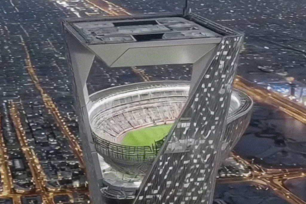 Arábia Saudita revela o Sky Stadium, primeiro estádio suspenso do mundo avaliado em US$ 1 bilhão