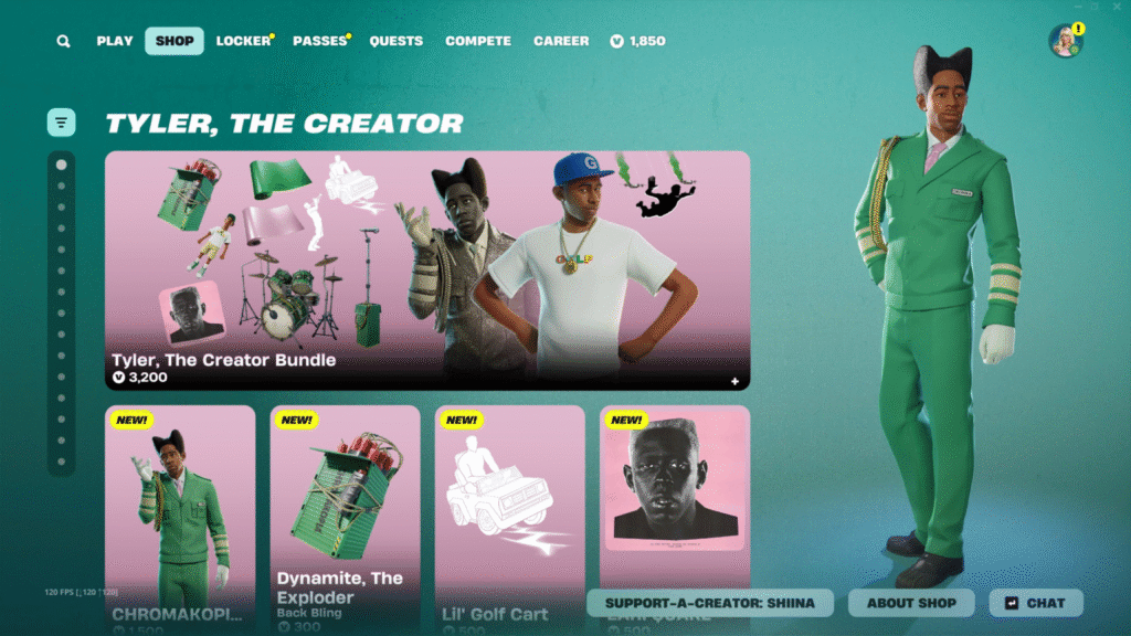 Tyler, The Creator estreia no Fortnite com skins icônicas e um pacote premium