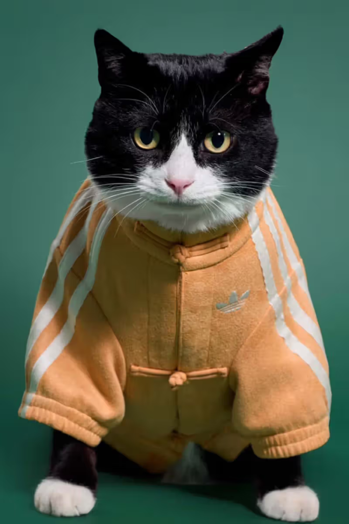 adidas pets coleção expande seu portfólio com jaquetas de estilo chinês inspiradas no Ano Novo Lunar e design tradicional.