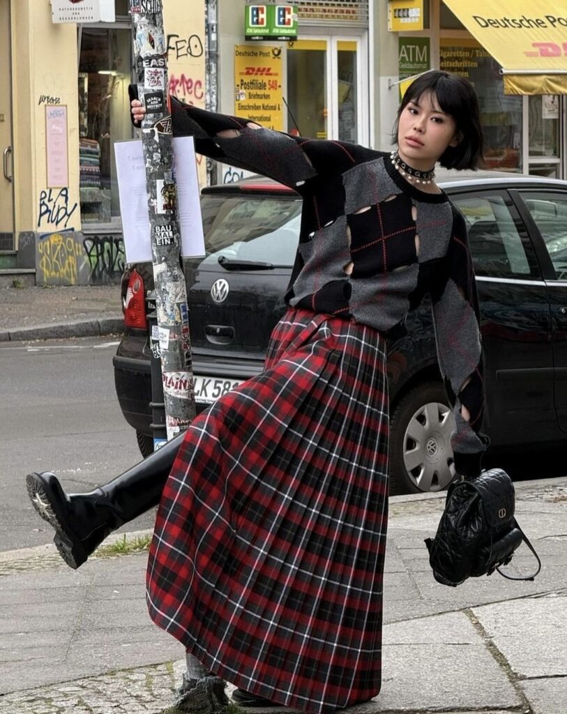 Saia xadrez é tendência no street style