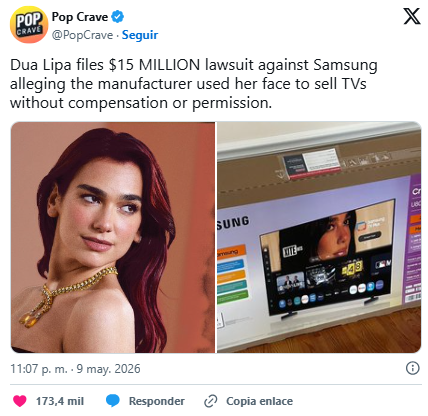 Dua Lipa processa Samsung por uso não autorizado de sua imagem