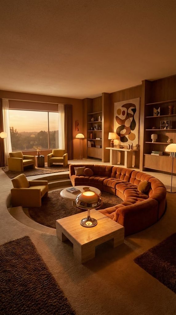 Sofás baixos e curvos dos anos 70 voltam à decoração