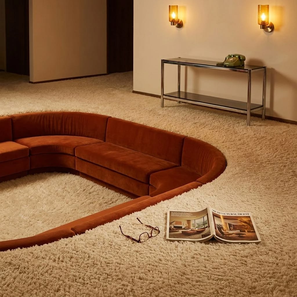 Sofás baixos e curvos dos anos 70 voltam à decoração