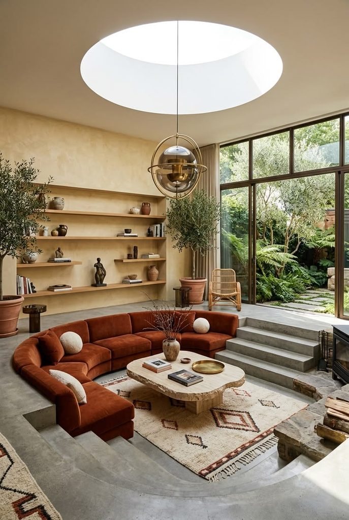 Sofás baixos e curvos dos anos 70 voltam à decoração